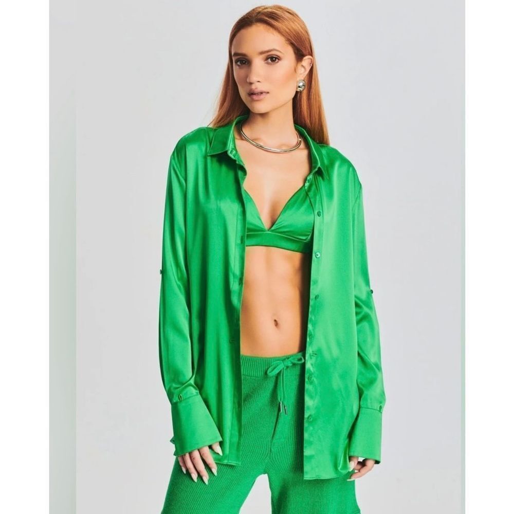 SER.O.YA Karry Silk Shirt in Royal Blue size XXS NWT